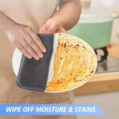 Microfibre Dish Cloths 6-Pack | Super Absorbent Quick-Dry Kitchen Cleaning Cloths with Scrubbing Side — 30 x 30 cm