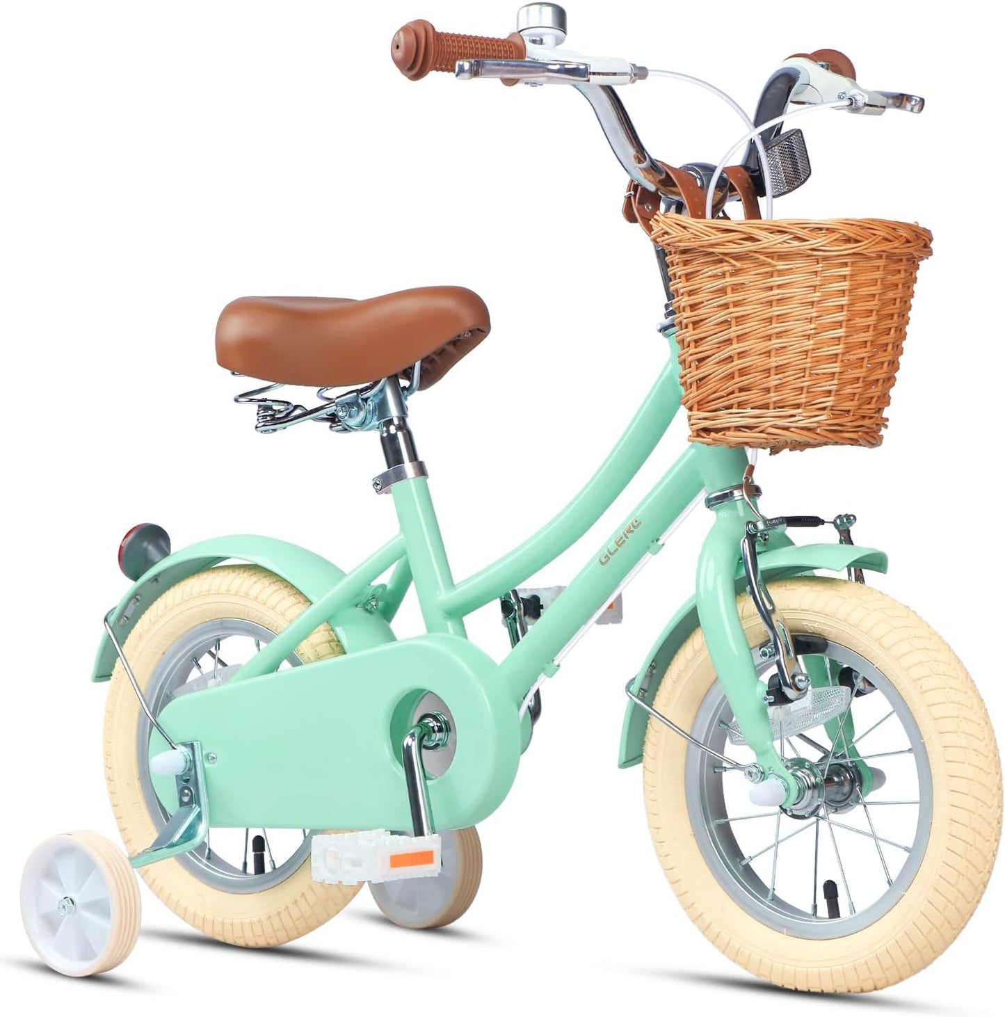 GLERC Little Molly Kids Retro Girls Bike with Basket, Stabilisers and Kickstand
