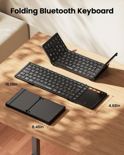 ProtoArc XK01‑TP Foldable Bluetooth Keyboard with Touchpad – Portable Travel Keyboard (Black)