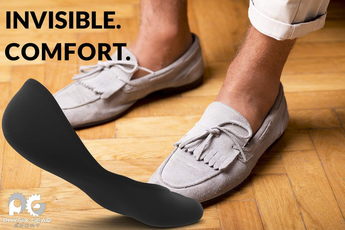 Physix Gear No‑Show Socks (Invisible) – Non‑Slip Low‑Cut Trainer Socks for Men & Women