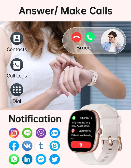 HUAKUA Women’s Smartwatch – Bluetooth Call Answer/Make, Heart Rate & SpO2 Tracking, Sleep Monitor, Multi‑Sport Fitness Tracker