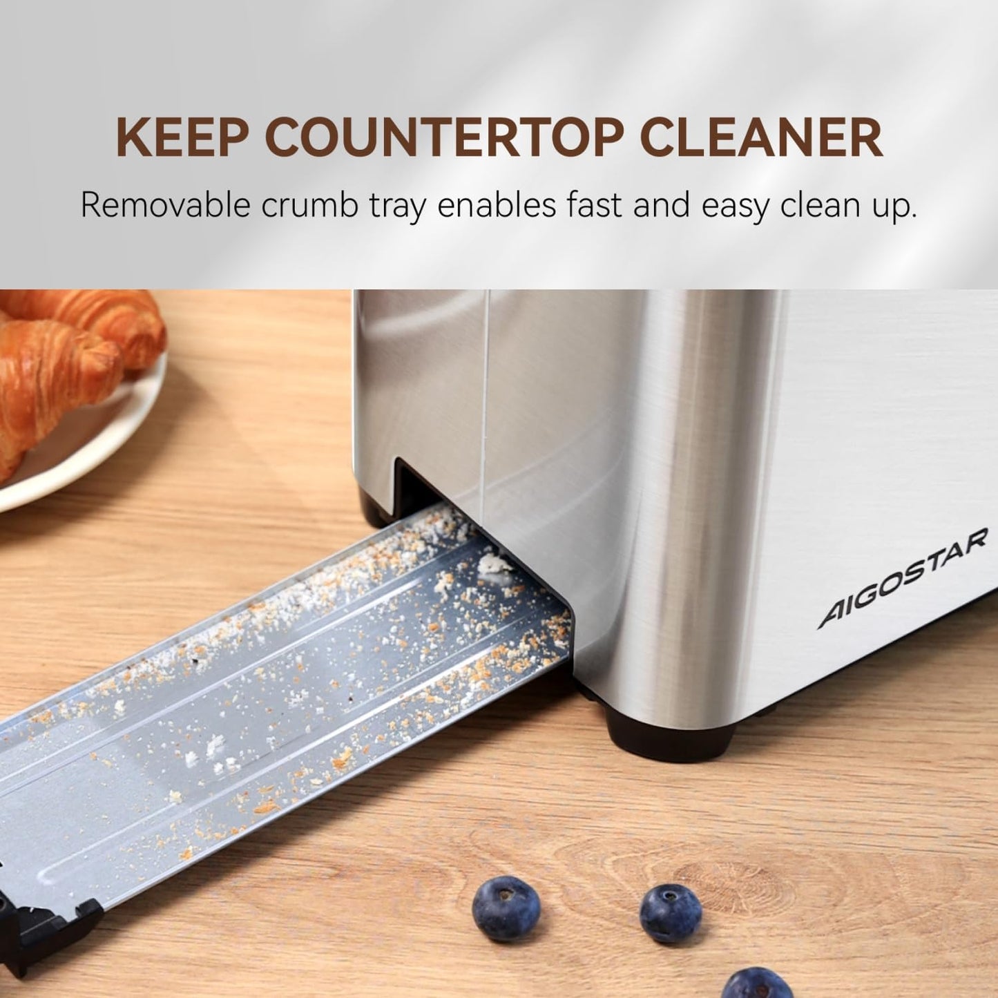 4-Slice Long Slot Toaster | Stainless Steel, LCD Touch Control, 7 Browning Levels, 1400W