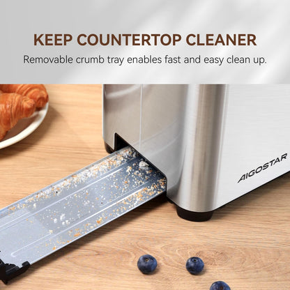 4-Slice Long Slot Toaster | Stainless Steel, LCD Touch Control, 7 Browning Levels, 1400W