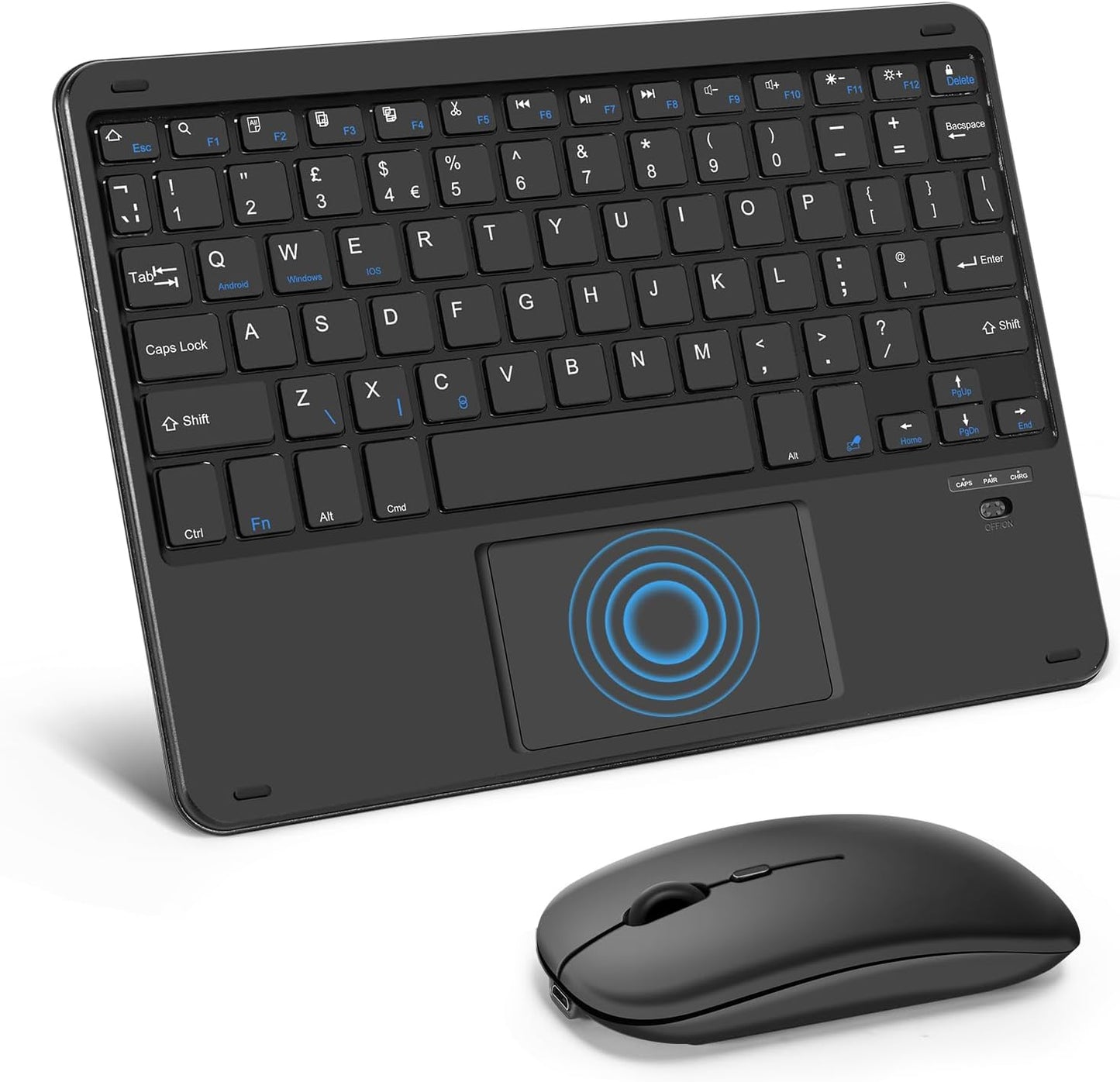 SOPPY Foldable Bluetooth Keyboard with Touchpad – USB Rechargeable Tri‑Fold Mini Wireless