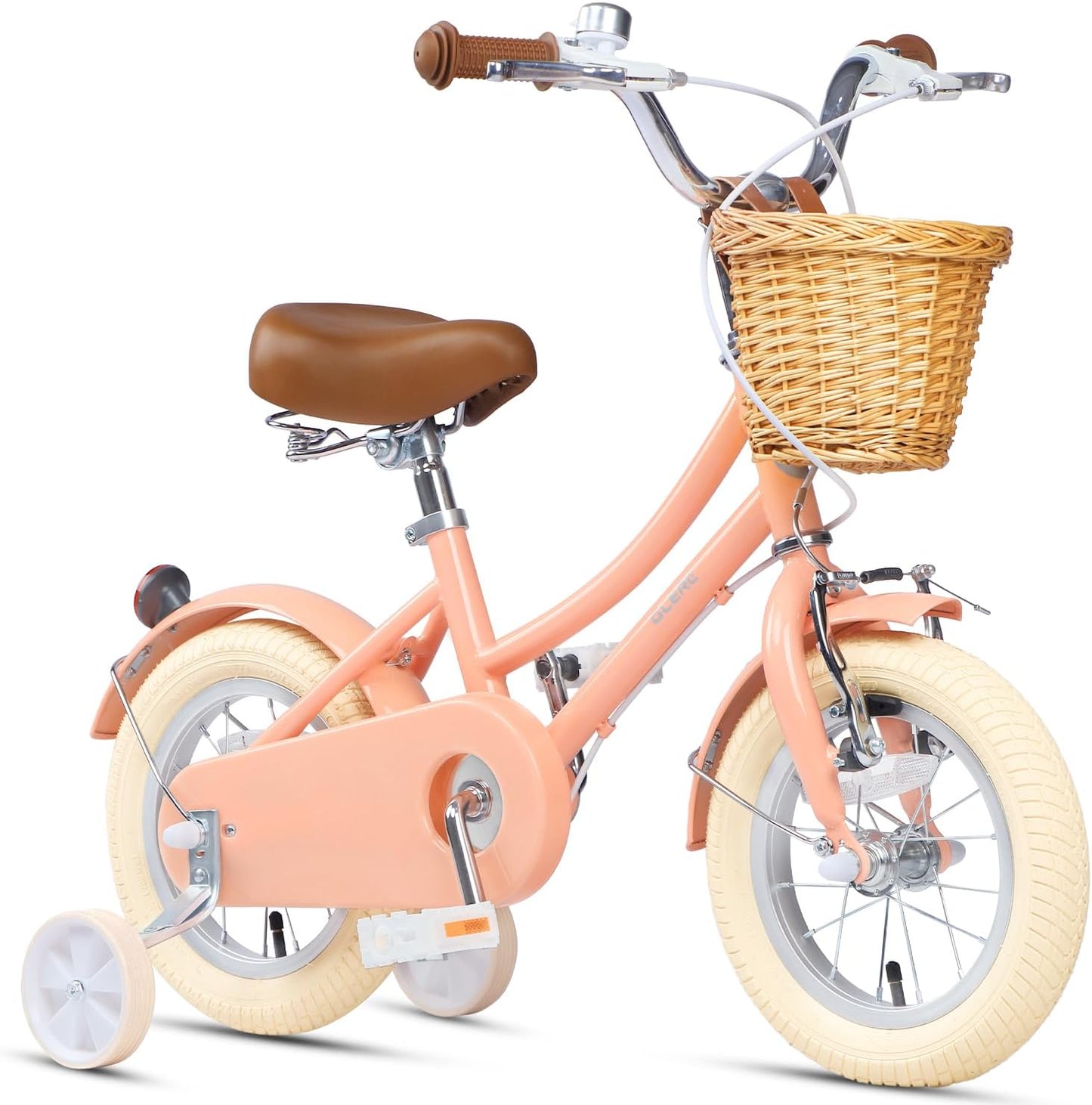 GLERC Little Molly Kids Retro Girls Bike with Basket, Stabilisers and Kickstand