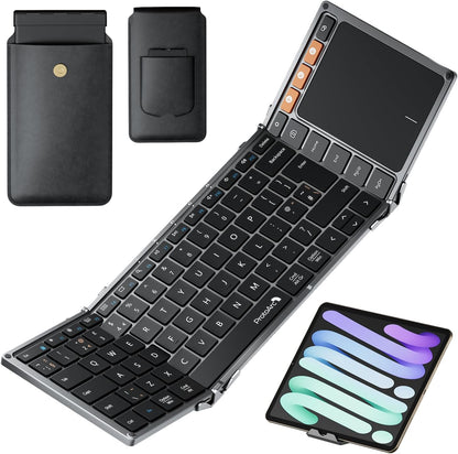 ProtoArc XK01‑TP Foldable Bluetooth Keyboard with Touchpad – Portable Travel Keyboard (Black)
