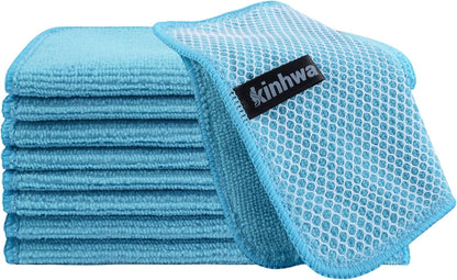 Microfibre Dish Cloths 6-Pack | Super Absorbent Quick-Dry Kitchen Cleaning Cloths with Scrubbing Side — 30 x 30 cm