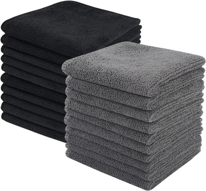 Microfibre Dish Cloths 6-Pack | Super Absorbent Quick-Dry Kitchen Cleaning Cloths with Scrubbing Side — 30 x 30 cm