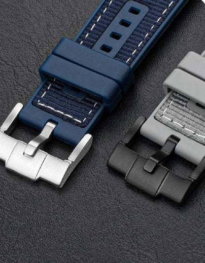 22mm Quick‑Release Watch Strap – Nylon & Rubber Watch Band with Silver Pin Buckle