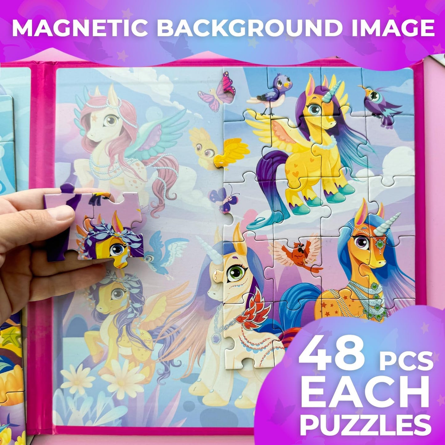Magnetic Travel Puzzle Set for Kids | 2 x 48 Pieces, Car Activity Puzzle — Ages 2–6