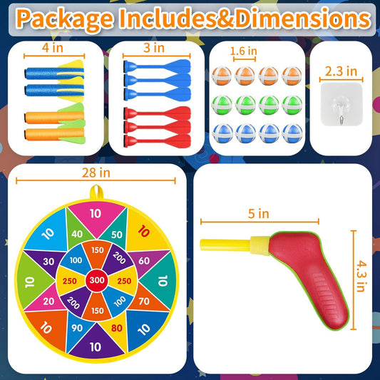 Double-Sided Dart Board Set for Kids – Safe Indoor & Outdoor Game with Velcro Balls Darts & Dart Bullets | Fun