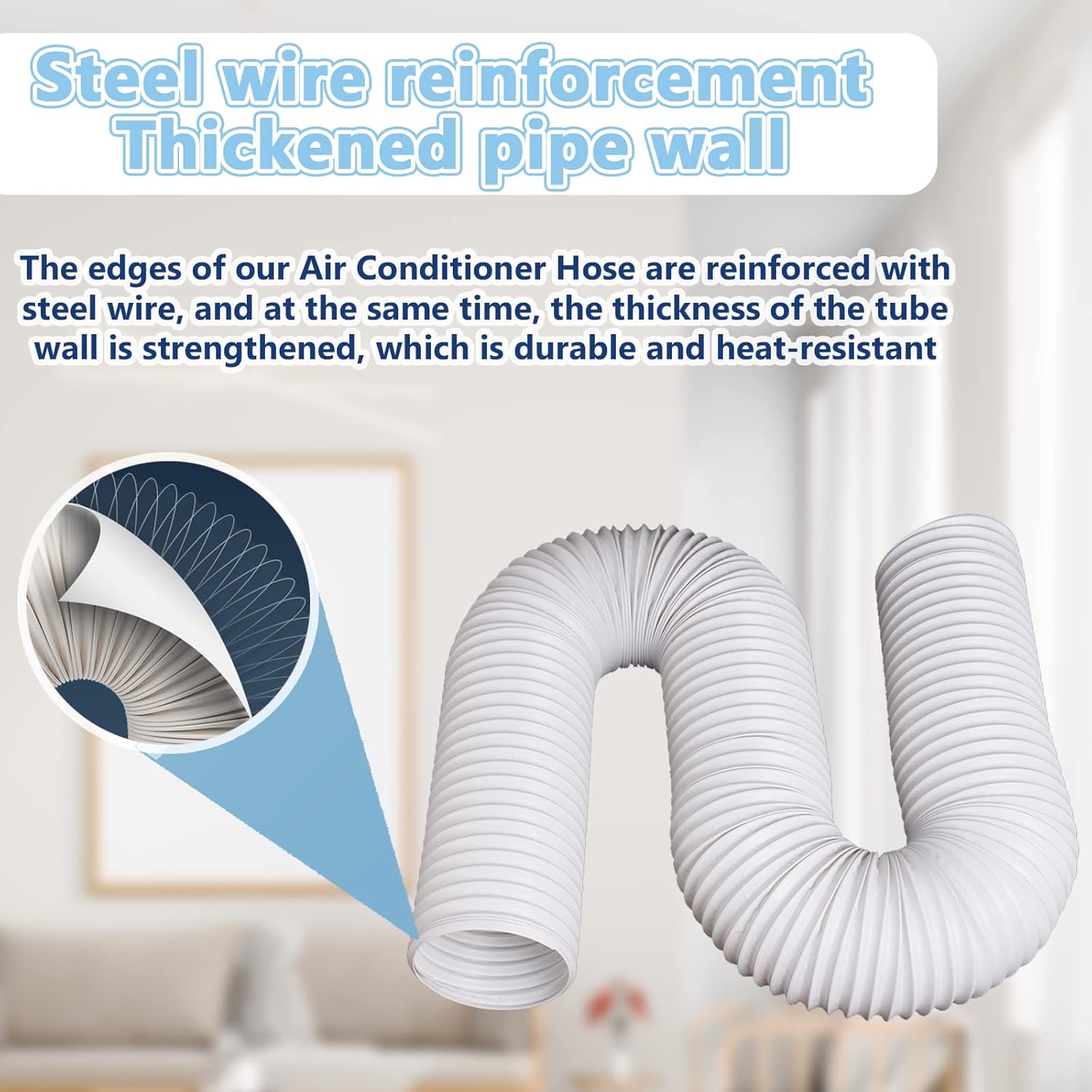 BULLA Air Conditioner Exhaust Hose Extension – 5.9’’/5.12’’ Diameter 118’’ Long Portable AC Vent Hose Anti-Clockwise