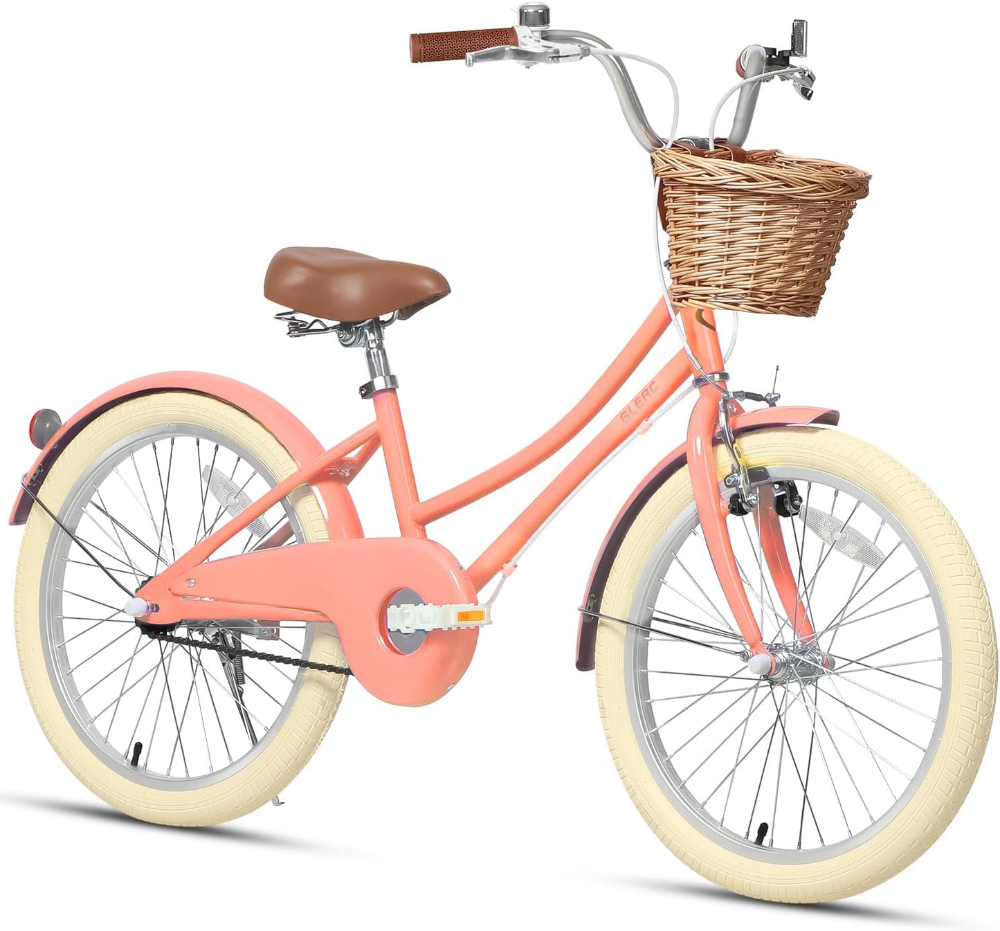GLERC Little Molly Kids Retro Girls Bike with Basket, Stabilisers and Kickstand