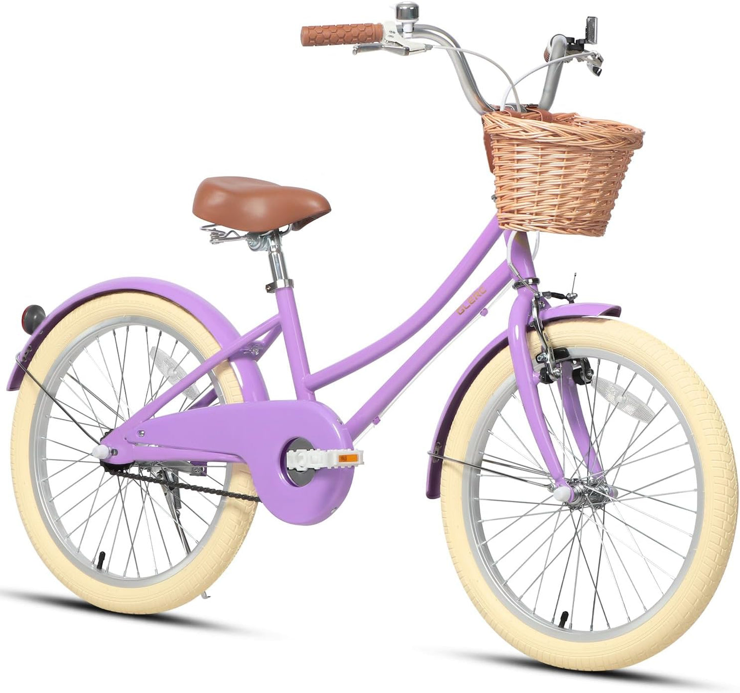 GLERC Little Molly Kids Retro Girls Bike with Basket, Stabilisers and Kickstand
