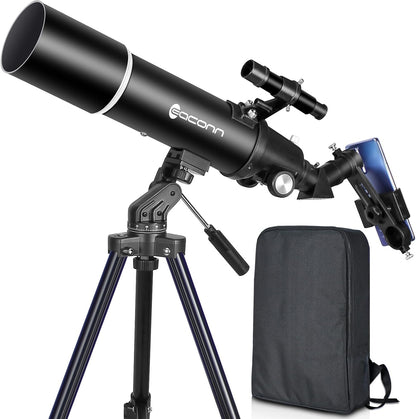 80mm Refractor Telescope – 600mm Portable Astronomy Telescope with Backpack