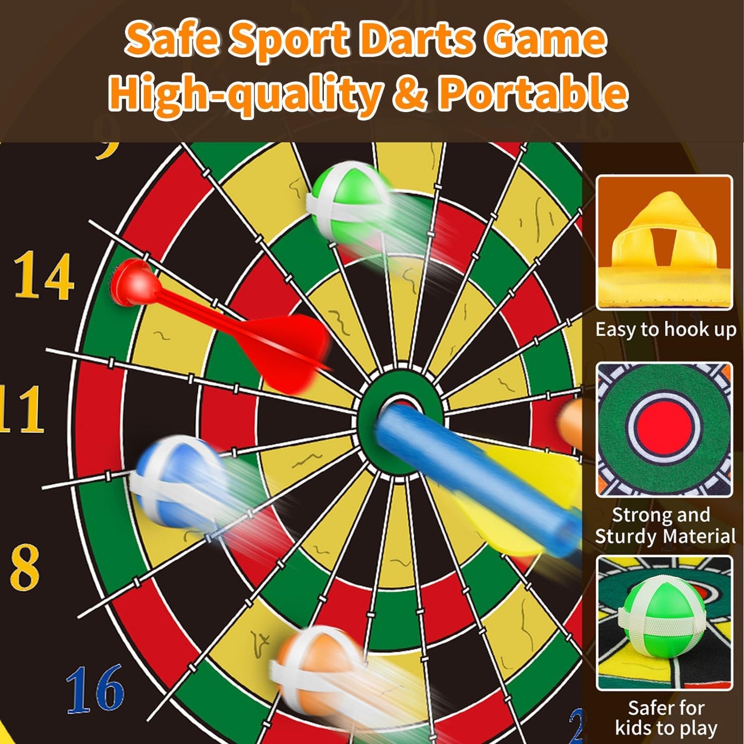 Double-Sided Dart Board Set for Kids – Safe Indoor & Outdoor Game with Velcro Balls Darts & Dart Bullets | Fun
