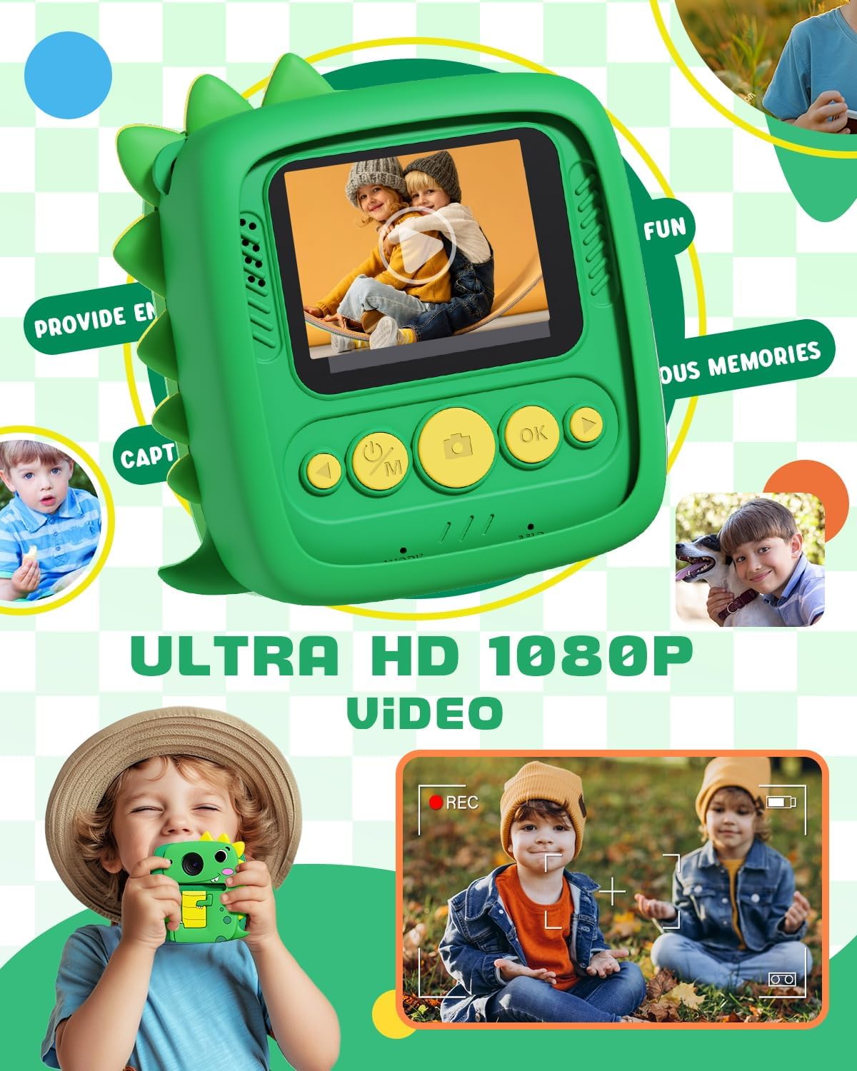 Lenudar Kids Camera Instant Print, 1080P Kids Digital Camera, Girls Boys Toys Age 3-9, Christmas Birthday Gifts Toys for 3 4 5 6 7 8 9 Year Old Boys Girls (Green)
