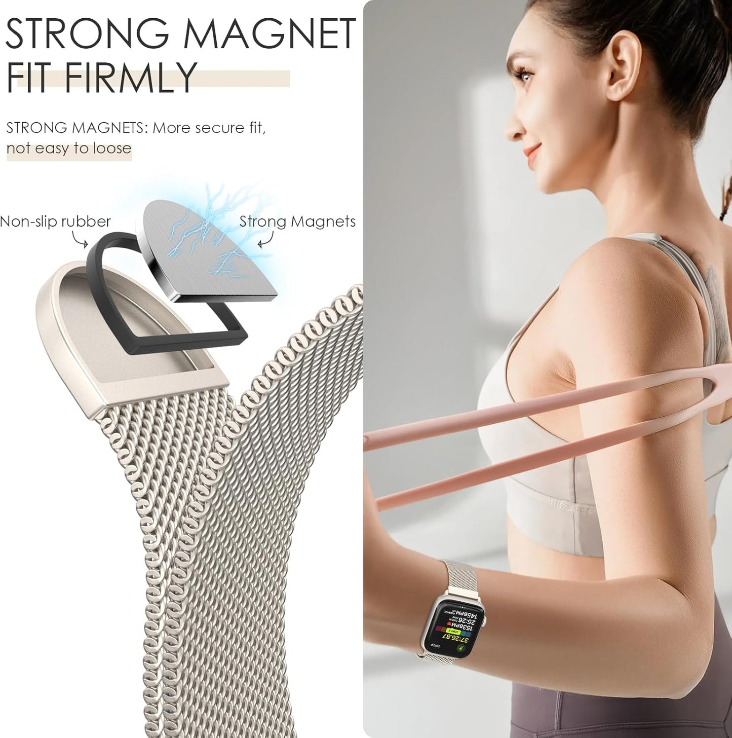 Milanese Loop Metal Watch Strap for Apple Watch – Magnetic Clasp, Adjustable (38–49mm)