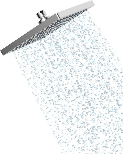 Hibbent 10" Round Rainfall Shower Head – Fixed Overhead Shower Head with Self‑Cleaning Nozzles (Black)