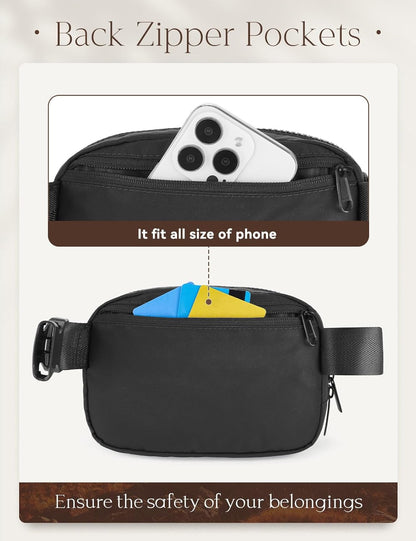BALEAF Belt Bag Women Crossbody Fanny Pack Fashion Waist Packs Adjustable Strap Black 1L