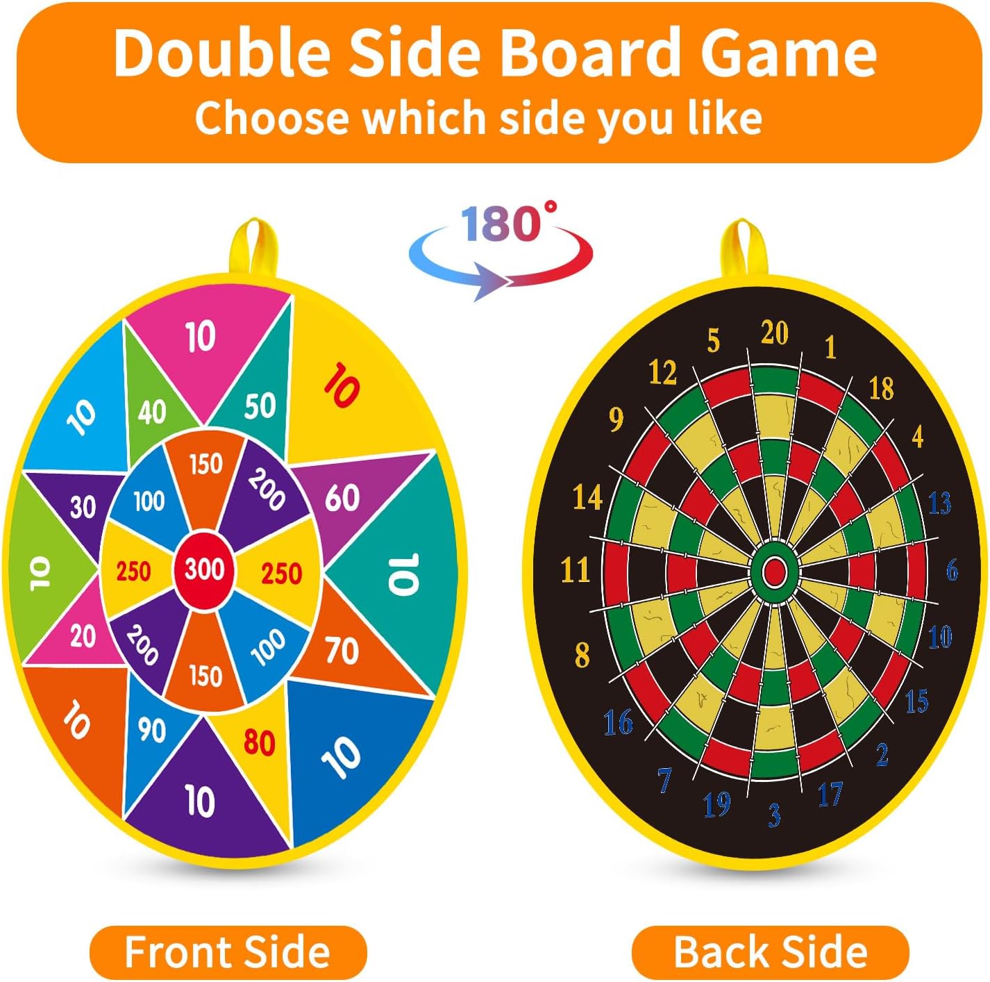 Double-Sided Dart Board Set for Kids – Safe Indoor & Outdoor Game with Velcro Balls Darts & Dart Bullets | Fun