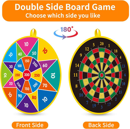 Double-Sided Dart Board Set for Kids – Safe Indoor & Outdoor Game with Velcro Balls Darts & Dart Bullets | Fun