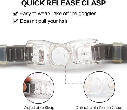 Adjustable Swimming Goggles and Cap Set – Adult Swim Goggles with Nose Clip & Earplugs