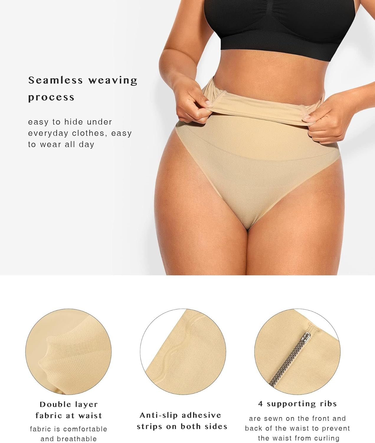 FeelinGirl Seamless High‑Waist Shapewear Thong – Women’s Shaping Underwear