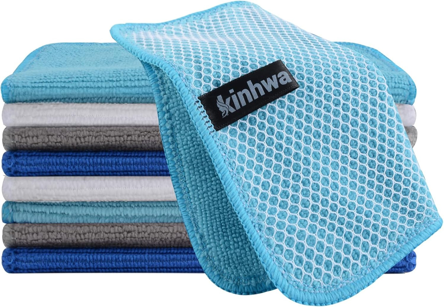 Microfibre Dish Cloths 6-Pack | Super Absorbent Quick-Dry Kitchen Cleaning Cloths with Scrubbing Side — 30 x 30 cm