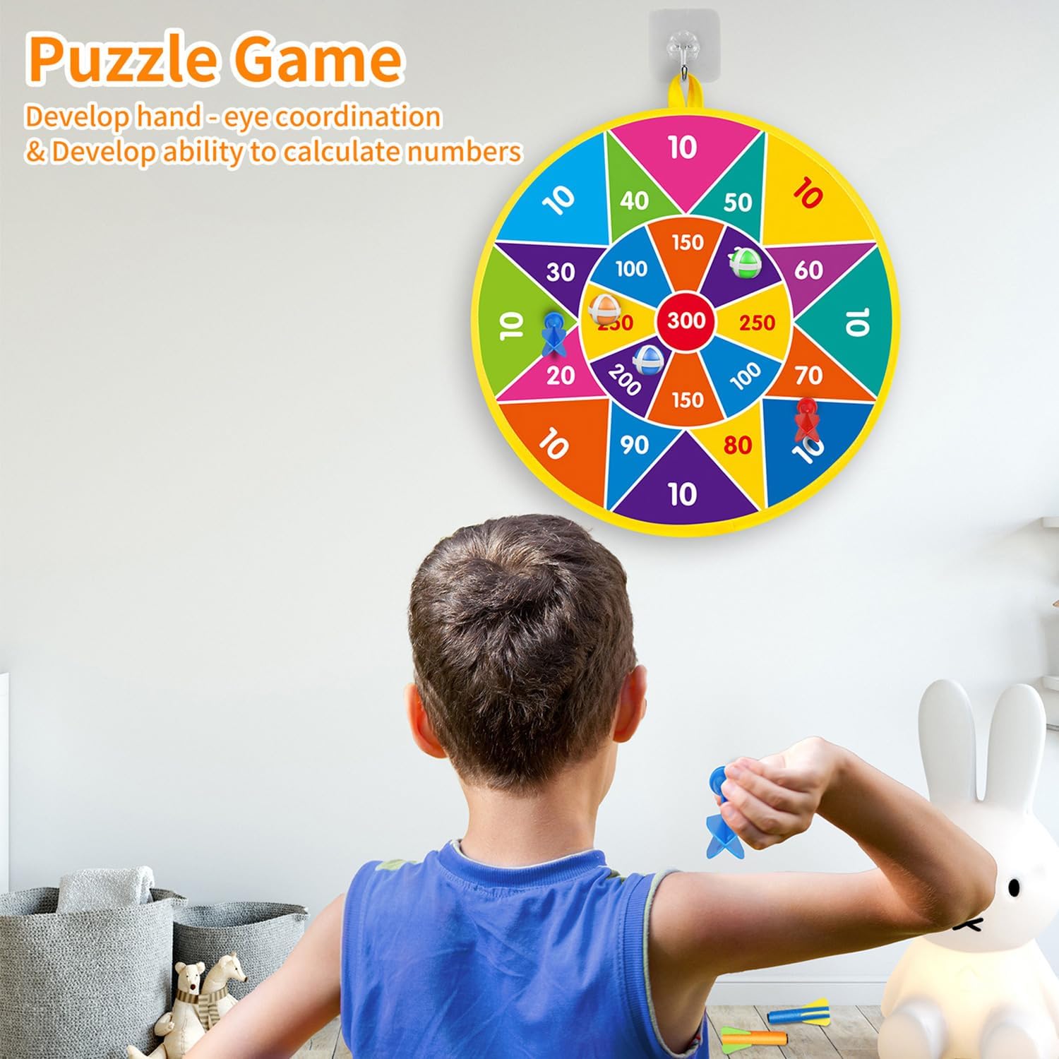 Double-Sided Dart Board Set for Kids – Safe Indoor & Outdoor Game with Velcro Balls Darts & Dart Bullets | Fun