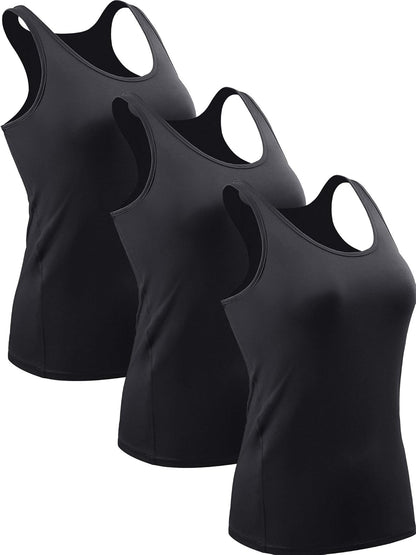 Cadmus Women's Sleeveless Vest 3 Pack | Stretch Tank Top Base Layer | Casual Undershirt