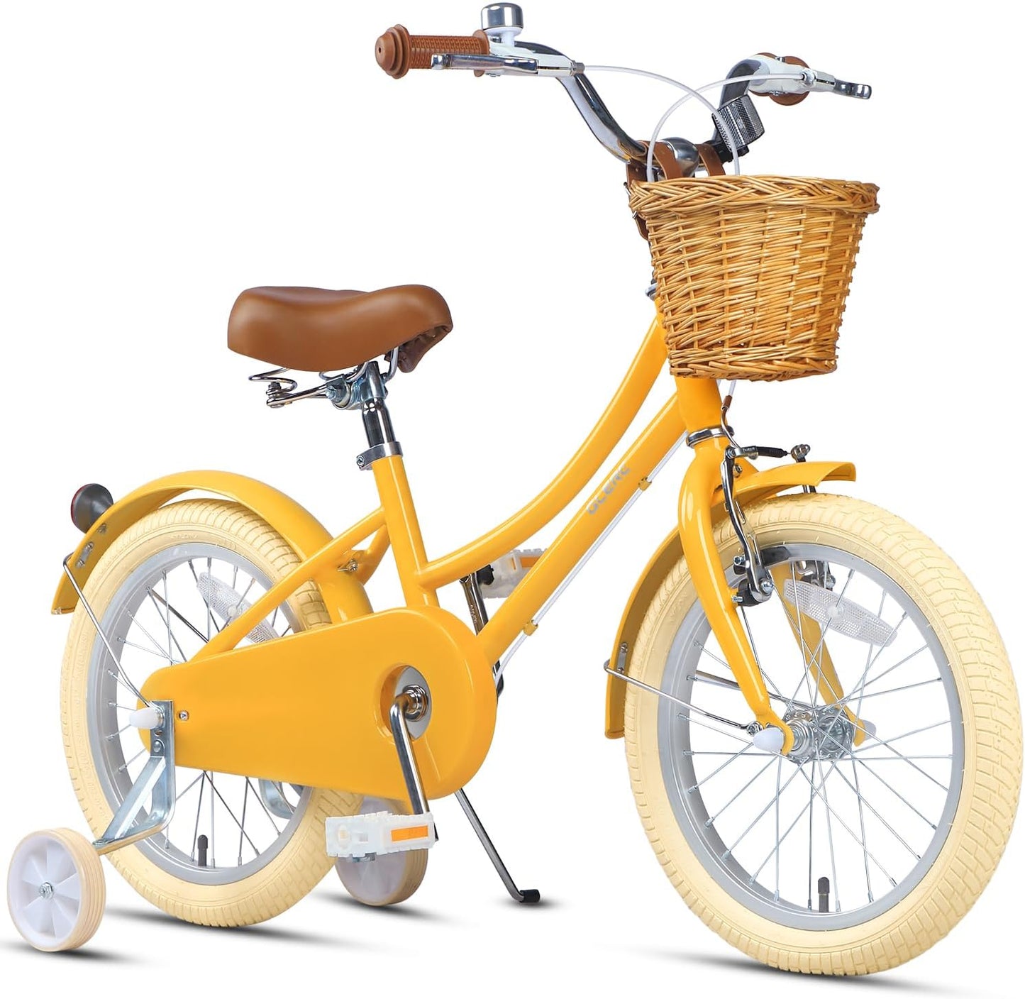 GLERC Little Molly Kids Retro Girls Bike with Basket, Stabilisers and Kickstand