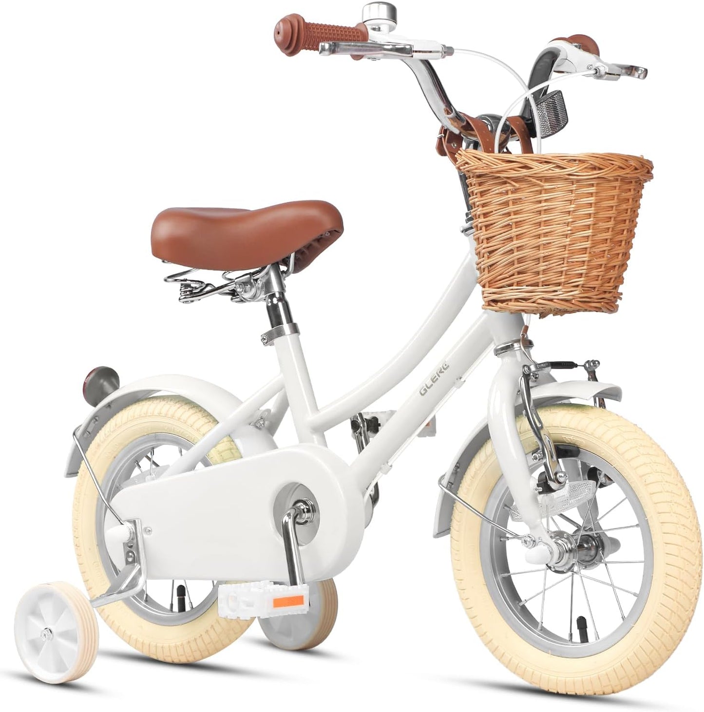GLERC Little Molly Kids Retro Girls Bike with Basket, Stabilisers and Kickstand
