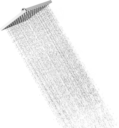 Hibbent 10" Round Rainfall Shower Head – Fixed Overhead Shower Head with Self‑Cleaning Nozzles (Black)