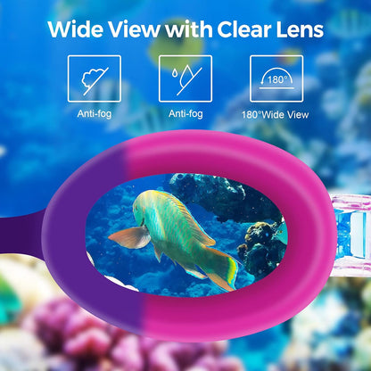 Kids Swimming Goggles 2-Pack | Anti-Fog, Wide View, Soft Silicone — Girls & Boys Ages 3–14