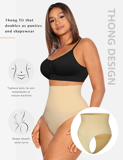 FeelinGirl Seamless High‑Waist Shapewear Thong – Women’s Shaping Underwear
