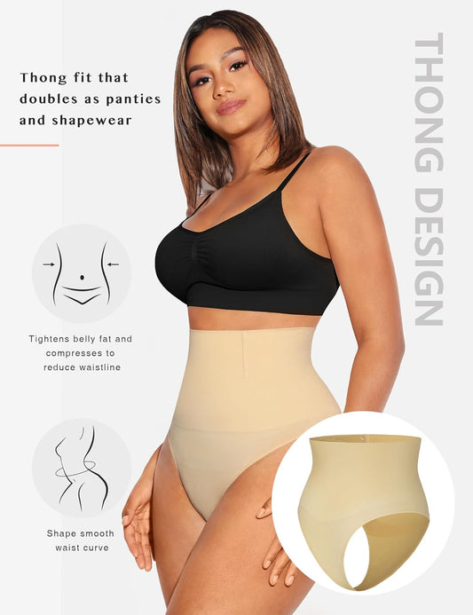 FeelinGirl Seamless High‑Waist Shapewear Thong – Women’s Shaping Underwear
