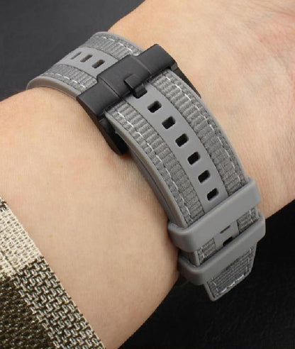 22mm Quick‑Release Watch Strap – Nylon & Rubber Watch Band with Silver Pin Buckle