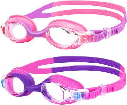 Kids Swimming Goggles 2-Pack | Anti-Fog, Wide View, Soft Silicone — Girls & Boys Ages 3–14