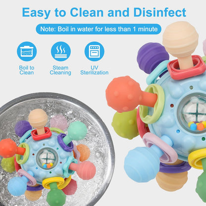 Baby Montessori Teething Toys - Food Grade Sensory Rattle for 0-18 Months | UK