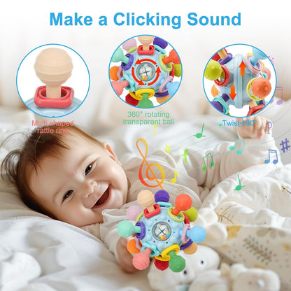 Baby Montessori Teething Toys - Food Grade Sensory Rattle for 0-18 Months | UK