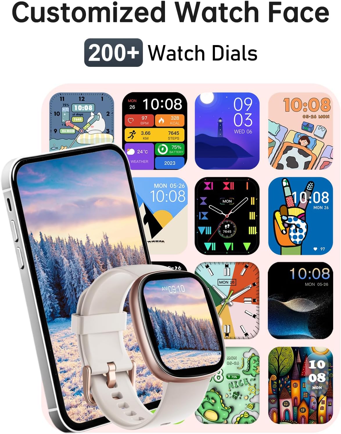 HUAKUA Women’s Smartwatch – Bluetooth Call Answer/Make, Heart Rate & SpO2 Tracking, Sleep Monitor, Multi‑Sport Fitness Tracker