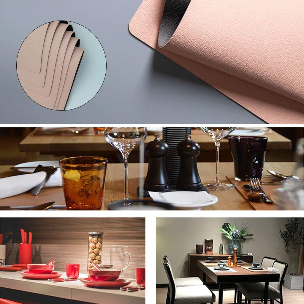 Placemats and Coaster Set of 6 – Double Thickened Dining Table Mats & Coasters | Waterproof Heat-Resistant | Pink