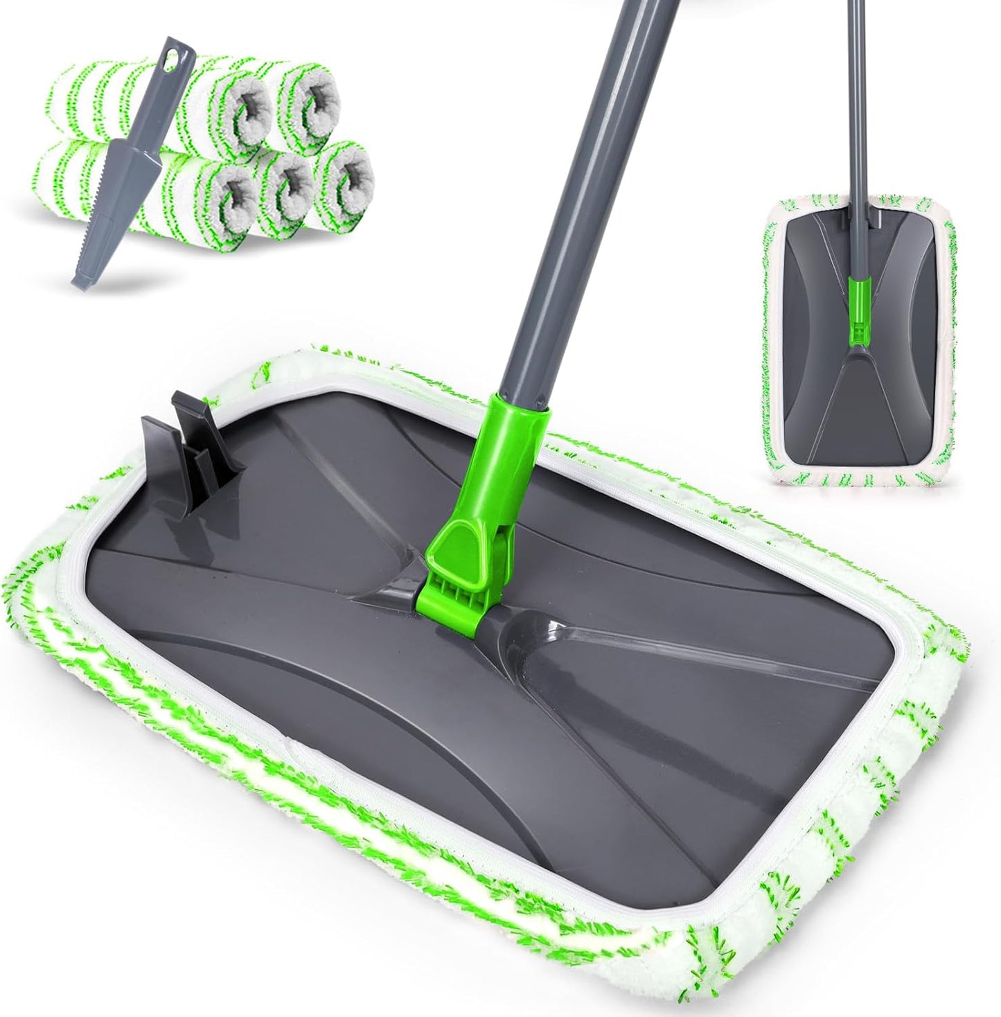 Masthome Flat Mop for Floor Cleaning – Double-Sided Microfibre Mop with 4 Washable Pads