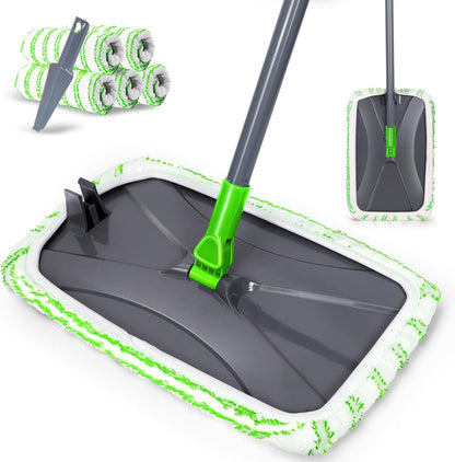 Masthome Flat Mop for Floor Cleaning – Double-Sided Microfibre Mop with 4 Washable Pads