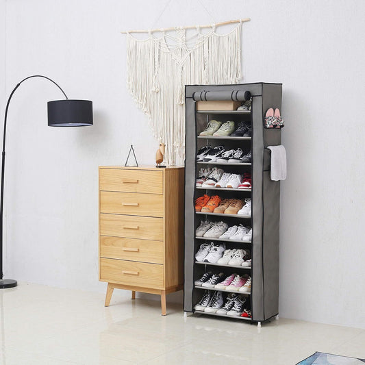 10 Tier Shoe Cabinet Storage Organiser – Dustproof Black Shoe Rack Stand | Holds Up to 27 Pairs