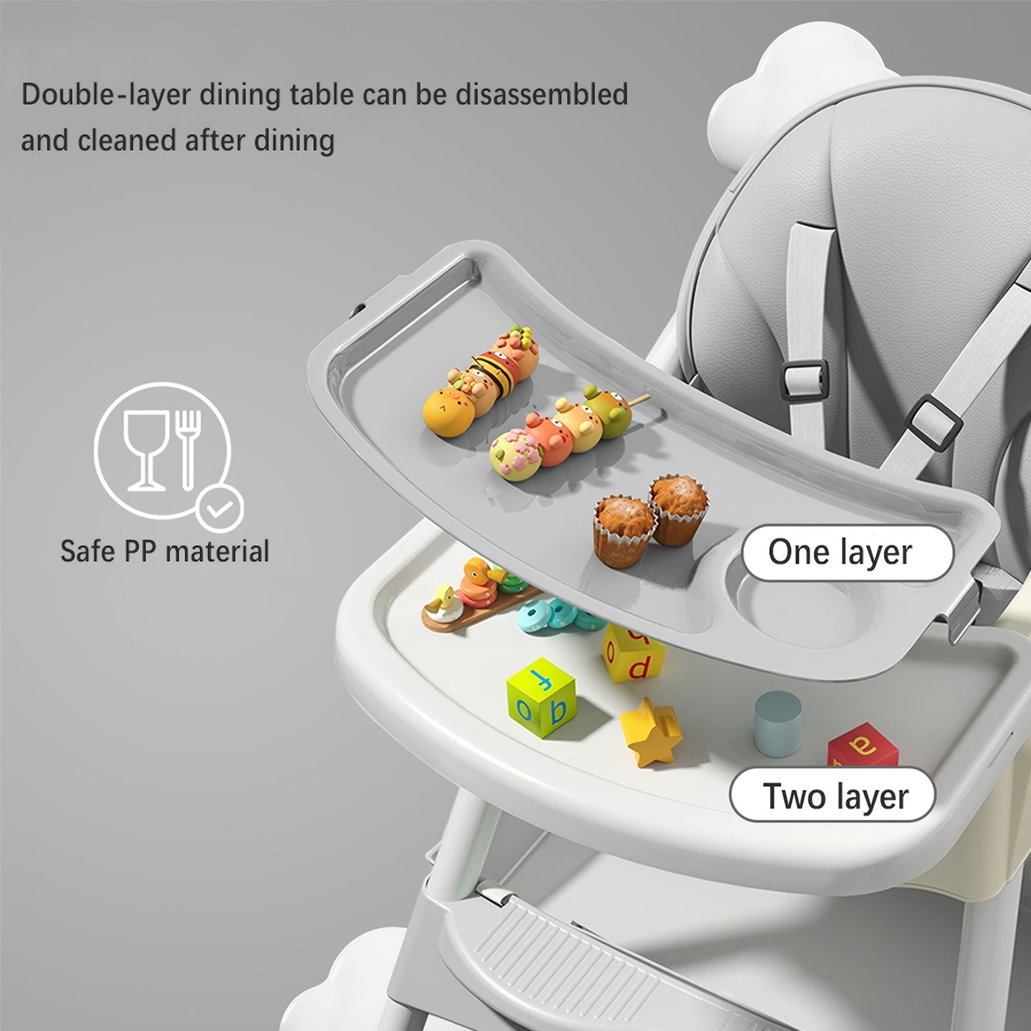 UBRAVOO Adjustable Multifunctional High Chair - Portable Baby Feeding Chair with Removable Tray & Safety Belt | UK