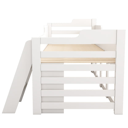 Kids Cabin Bed with Storage – 3ft Single (90×190cm) Mid Sleeper Bed Frame with Drawers & Shelves | White | UK