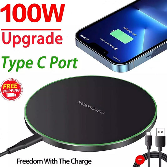 100W Mobile Wireless Charger | Ultra-Slim Fast Charging Pad | Qi Compatible