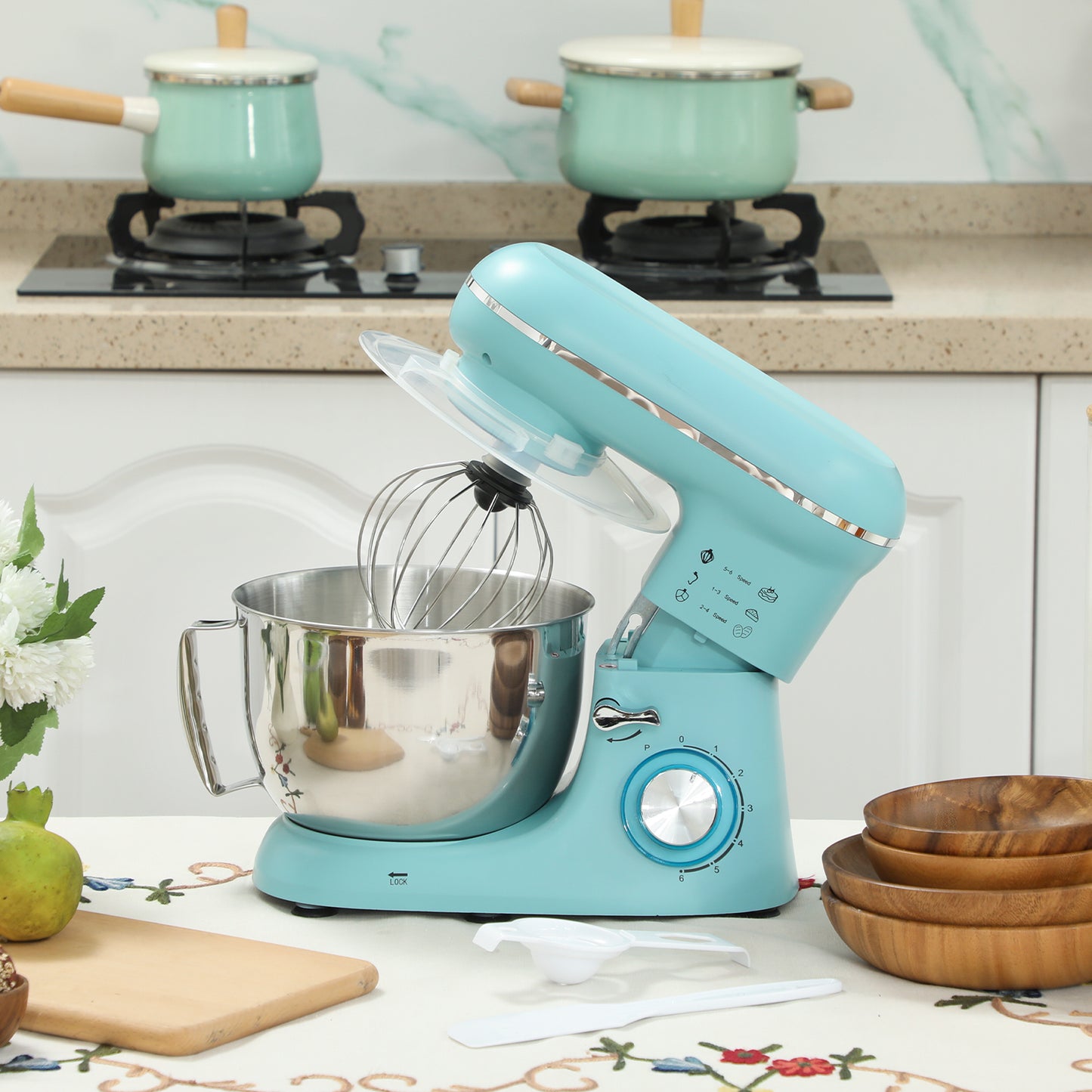 1300W Stand Mixer | 6-Speed Tilt-Head, Stainless Steel Bowl, Dough Hook, Whisk & Beater (Blue)